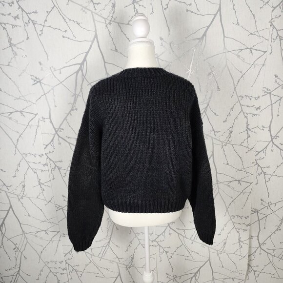 Dreamers Black Knit 3D Colorful Strawberries Boxy Fit Cardigan - Picture 4 of 6